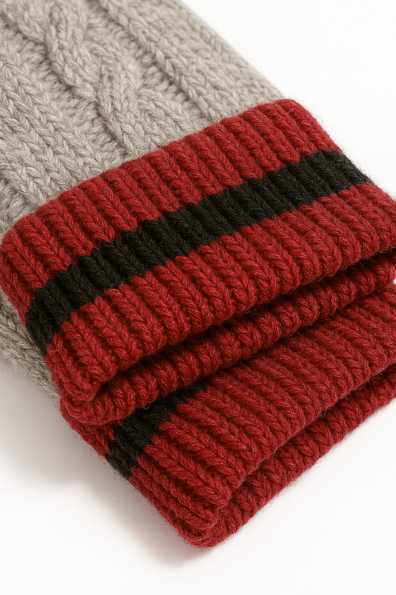Load image into Gallery viewer, Dents Holwick Mens Cable Knit Gloves - Grey/Burgundy-2
