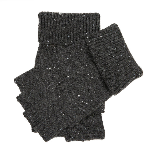 Dents Mens Fingerless Wool Blend Knitted Gloves w/ Marl Yarn in Charcoal-1