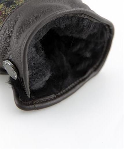 Load image into Gallery viewer, Dents Mens Faux Fur Lined Abraham Moon Dogtooth &amp; Leather Gloves - Black/Slate-4
