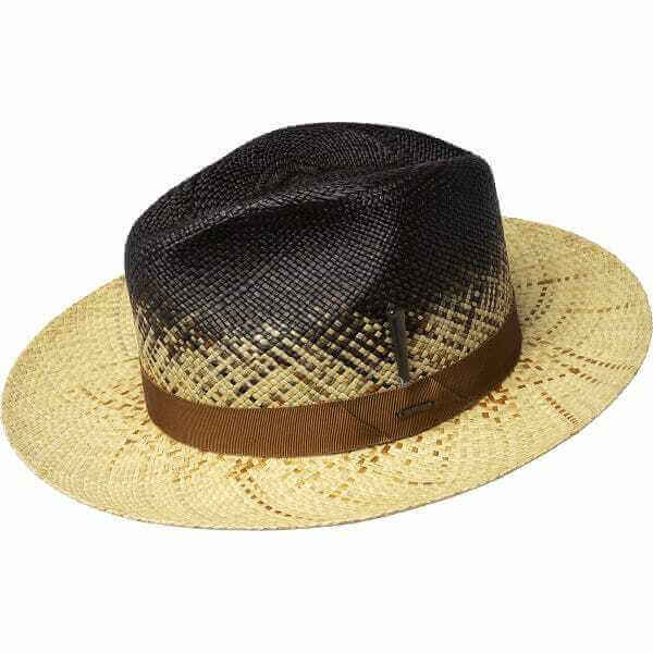 Load image into Gallery viewer, Bailey Mens Warlick Fedora Straw Hat Made in USA Panama - Charcoal Rust
