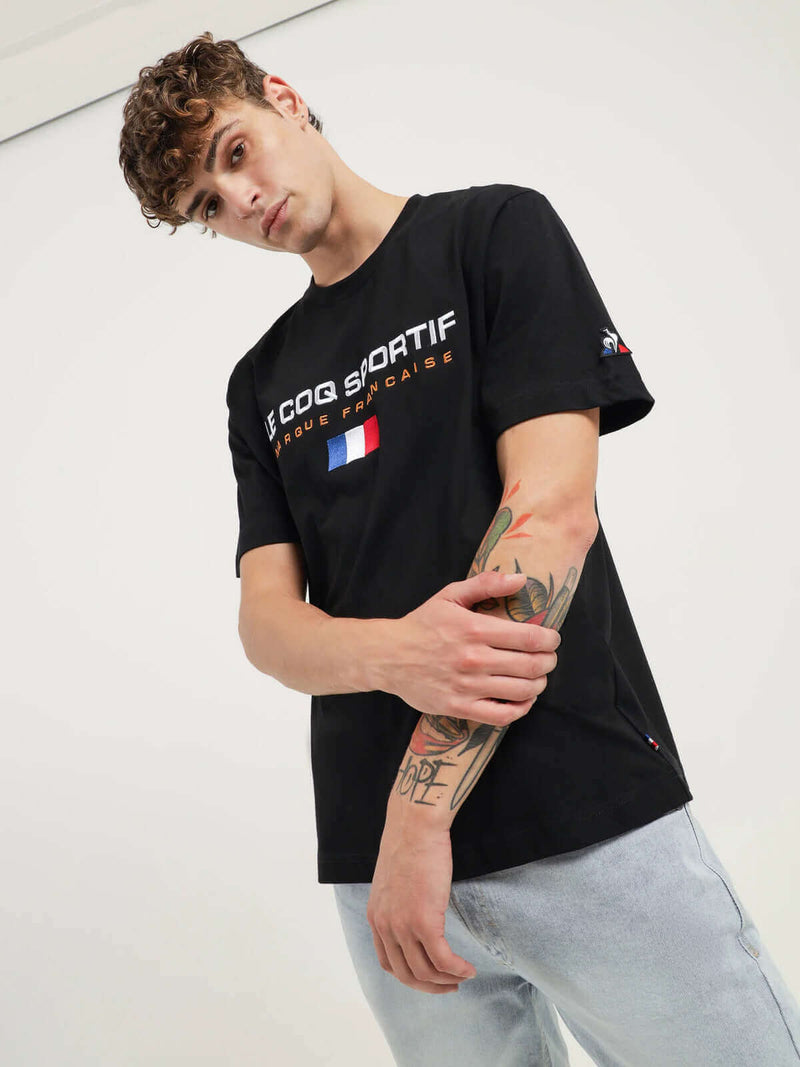 Load image into Gallery viewer, Le Coq Sportif Mens Francaise Tee Top T Shirt - Black
