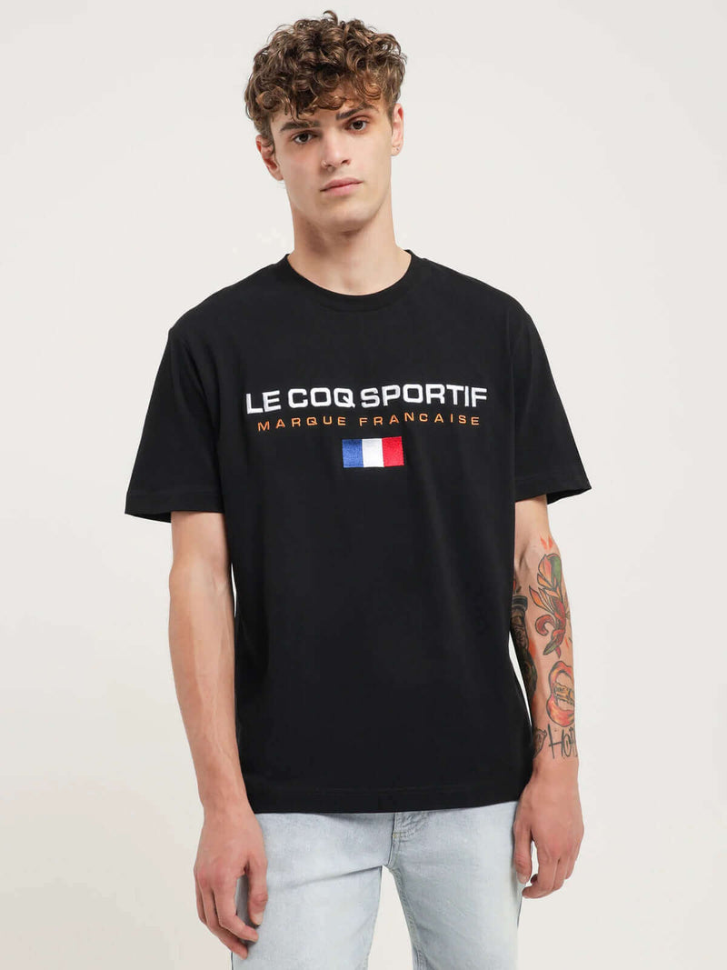 Load image into Gallery viewer, Le Coq Sportif Mens Francaise Tee Top T Shirt - Black
