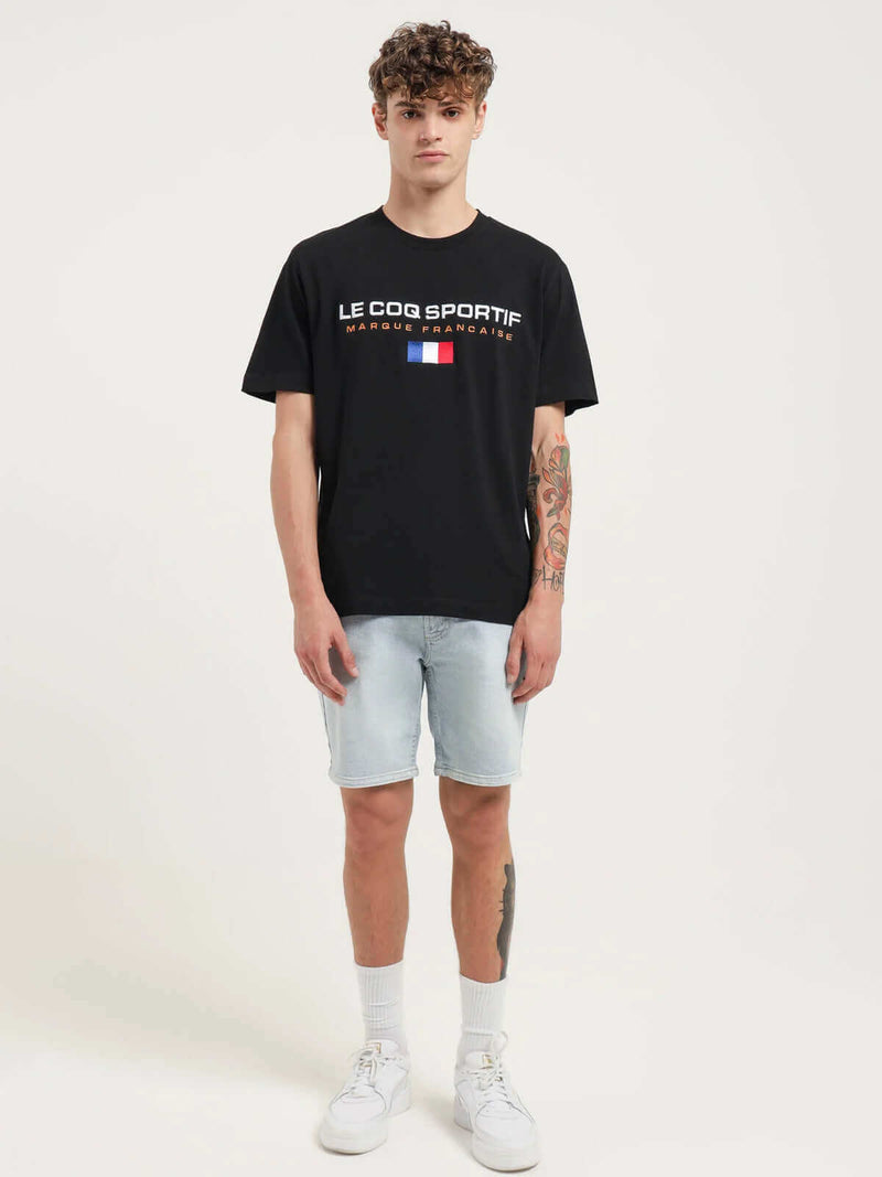 Load image into Gallery viewer, Le Coq Sportif Mens Francaise Tee Top T Shirt - Black
