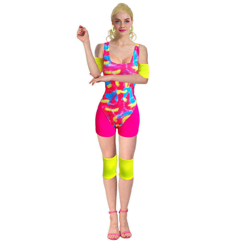 Load image into Gallery viewer, Womens 80s 1980s Aerobics Workout Costume Retro Gym Work Out Physical Fitness

