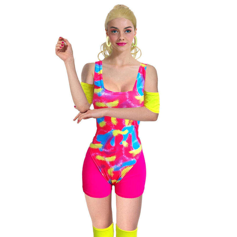 Load image into Gallery viewer, Womens 80s 1980s Aerobics Workout Costume Retro Gym Work Out Physical Fitness
