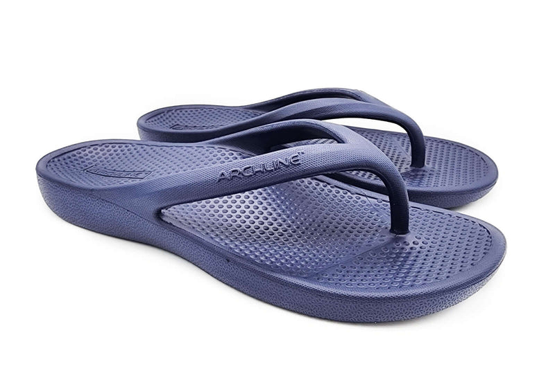 Load image into Gallery viewer, Archline Orthotic Foam Thongs Arch Support Flip Flops Orthopedic Rebound - Navy
