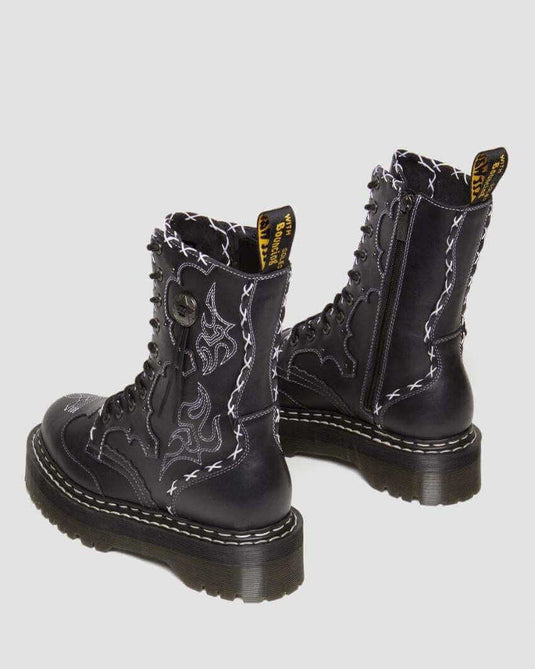 Dr. Martens Jadon Hi 10 Eye Boots Shoes Gothic Americana - Black Wanama | Adventureco