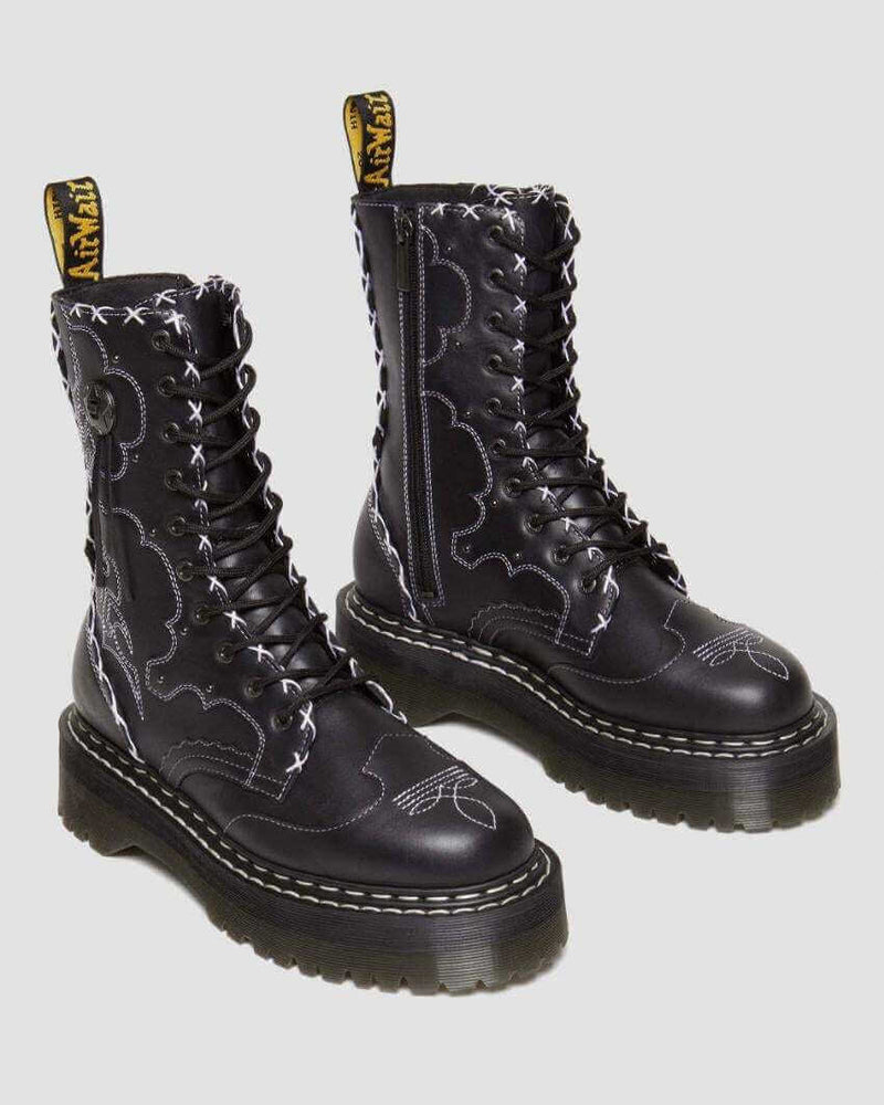 Load image into Gallery viewer, Dr. Martens Jadon Hi 10 Eye Boots Shoes Gothic Americana - Black Wanama | Adventureco
