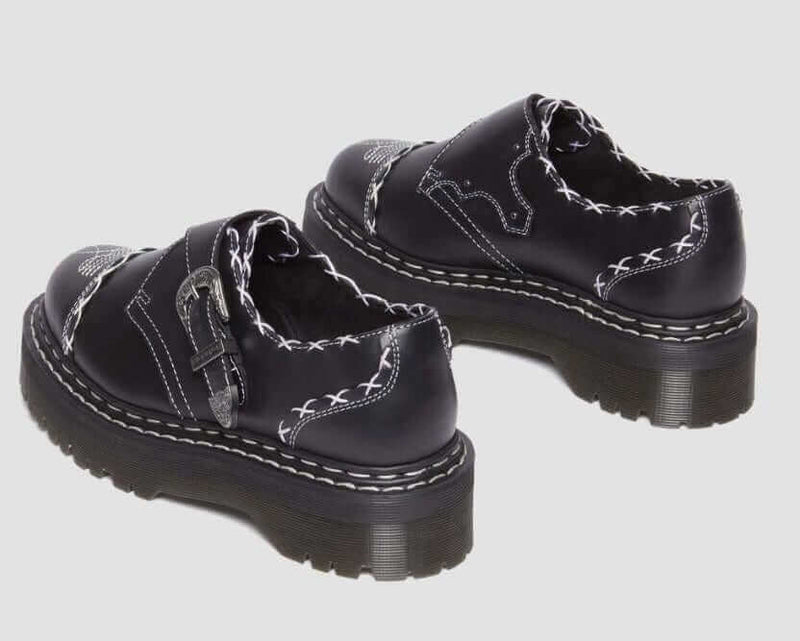 Load image into Gallery viewer, Dr. Martens Monk Quad GA Leather Strap Shoes Platform - Black Wanama
