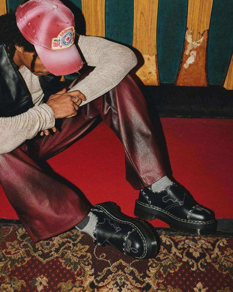 Load image into Gallery viewer, Dr. Martens Monk Quad GA Leather Strap Shoes Platform - Black Wanama
