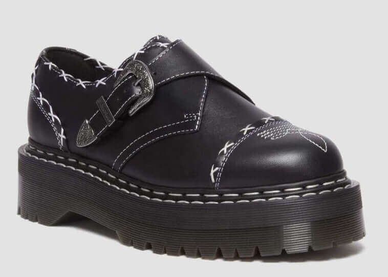 Load image into Gallery viewer, Dr. Martens Monk Quad GA Leather Strap Shoes Platform - Black Wanama
