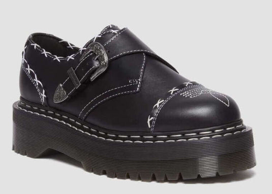 Dr. Martens Monk Quad GA Leather Strap Shoes Platform - Black Wanama | Adventureco