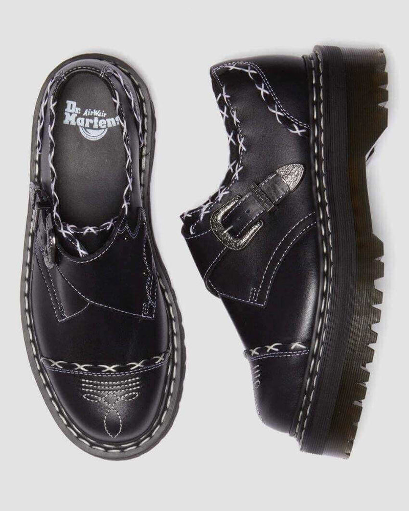 Load image into Gallery viewer, Dr. Martens Monk Quad GA Leather Strap Shoes Platform - Black Wanama
