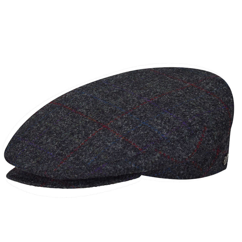 Load image into Gallery viewer, Bailey Mens Lord Windowpane Wool Ivy Flat Cap Hat Made in Italy - Charcoal
