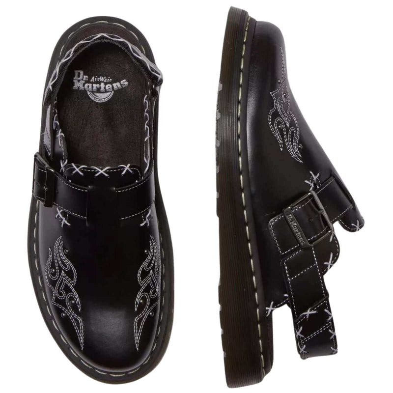 Load image into Gallery viewer, Dr. Martens Jorge II Gothic Americana Leather Sling Back Shoes Mary Jane - Black
