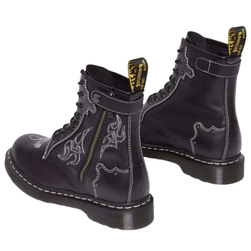 Load image into Gallery viewer, Dr. Martens 1460 Gothic Americana Leather Lace up 8 Eye Boots Wanama - Black
