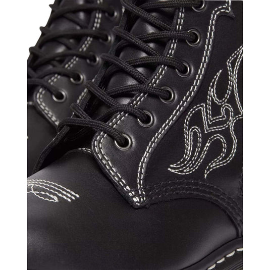 Dr. Martens 1460 Gothic Americana Leather Lace up 8 Eye Boots Wanama - Black