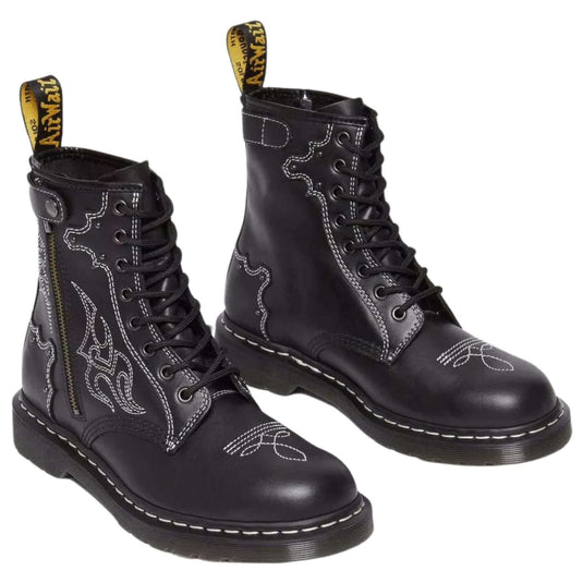 Dr. Martens 1460 Gothic Americana Leather Lace up 8 Eye Boots Wanama - Black