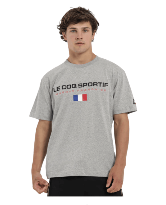 Le Coq Sportif Mens Francaise Tee Top T Shirt - Grey Marle