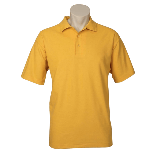 Mens Polo Top Shirt Plain Casual Short Sleeve Knit Basic T-Shirt - Yellow