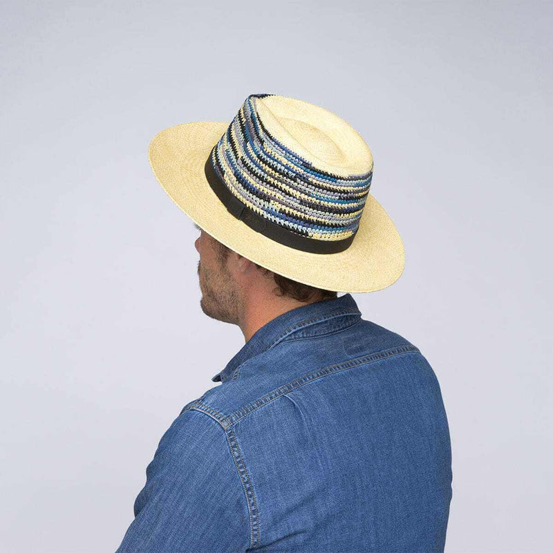 Load image into Gallery viewer, Bailey Mens Tasmin Straw Hat Panama Fedora Made in USA - Storm Multi
