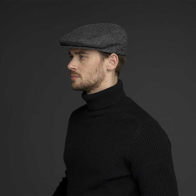 Load image into Gallery viewer, Bailey Mens Lord Wool Twill Ivy Flat Cap Hat Made In Italy - Charcoal
