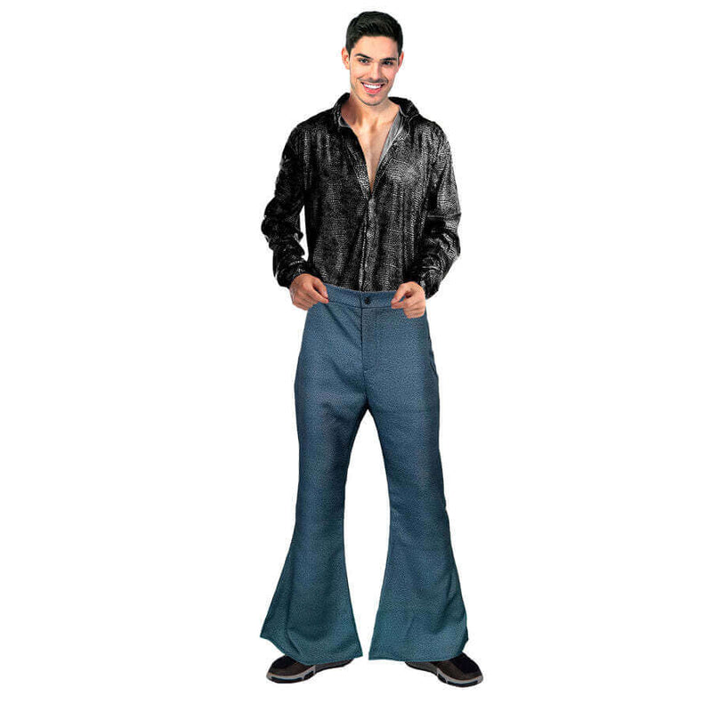 Load image into Gallery viewer, 70s Flares Denim Look Jeans 1970s Flared Pants Mens Ladies Unisex 70&#39;s Dancer
