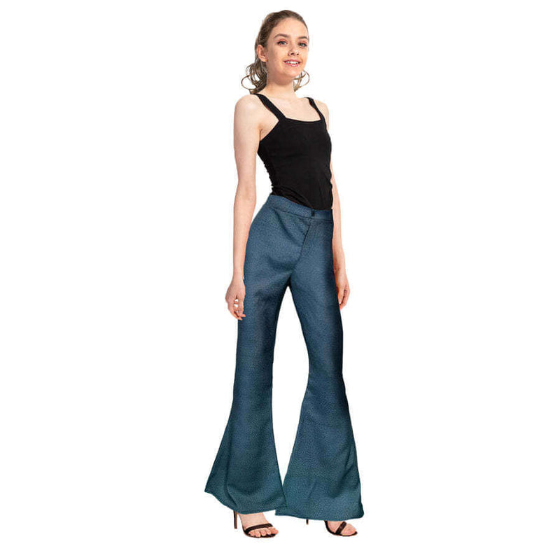 Load image into Gallery viewer, 70s Flares Denim Look Jeans 1970s Flared Pants Mens Ladies Unisex 70&#39;s Dancer
