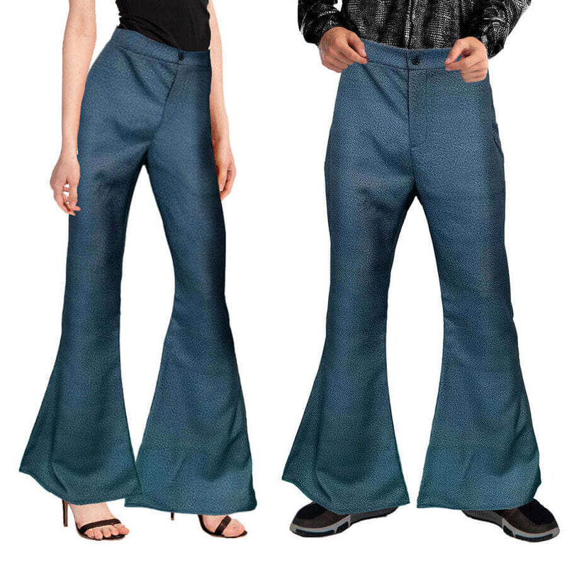 Load image into Gallery viewer, 70s Flares Denim Look Jeans 1970s Flared Pants Mens Ladies Unisex 70&#39;s Dancer
