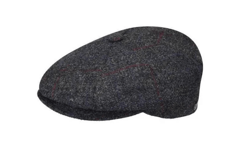 Load image into Gallery viewer, Bailey Mens Galvin Windowpane Plaid Ivy Wool Hat Made In Italy - Charcoal
