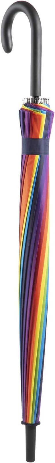 120cm Diameter RAINBOW UMBRELLA Rain Sun Colourful Parasol Long Shaft - Curved