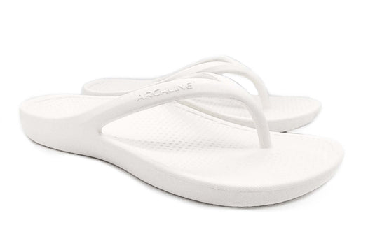 Archline Orthotic Foam Thongs Arch Support Flip Flops Orthopedic Rebound - White