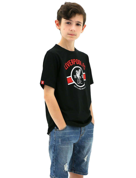 Liverpool FC Youth Boys Liverbird Crew T Shirt Top Tee Soccer LFC - Black