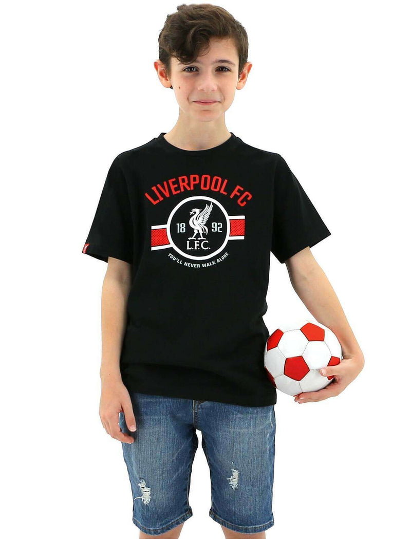 Load image into Gallery viewer, Liverpool FC Youth Boys Liverbird Crew T Shirt Top Tee Soccer LFC - Black
