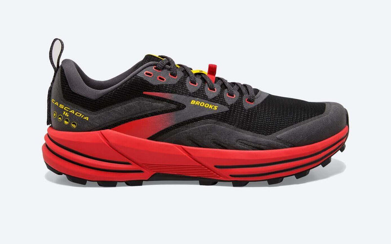 Load image into Gallery viewer, Brooks Mens Cascadia 16 Trail Running - Black/Red
