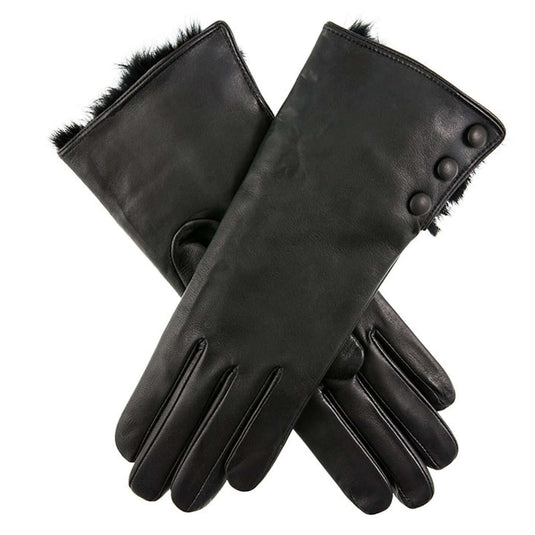 DENTS Sophie Womens Leather Gloves w Rabbit Fur Cuffs Wool | Adventureco