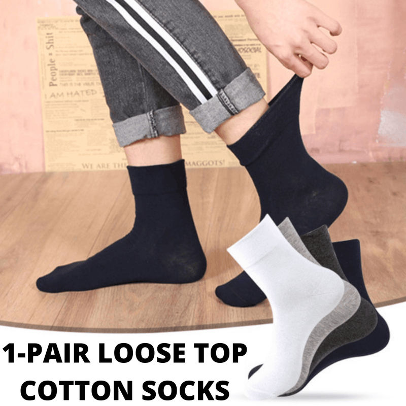 Load image into Gallery viewer, 1x Pair COTTON Rich LOOSE TOP SOCKS Dress Medical Circulation Diabetic Comfort
