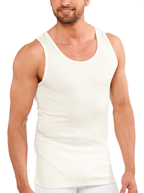 Load image into Gallery viewer, Mens THERMAL Merino Wool Blend Singlet - Natural

