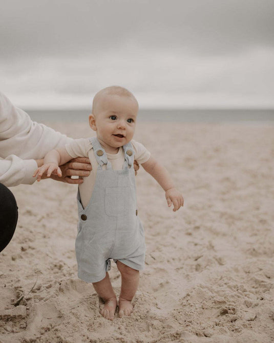 Ponchik Babies + Kids - Cotton Dungaree Overalls - Capri Blue