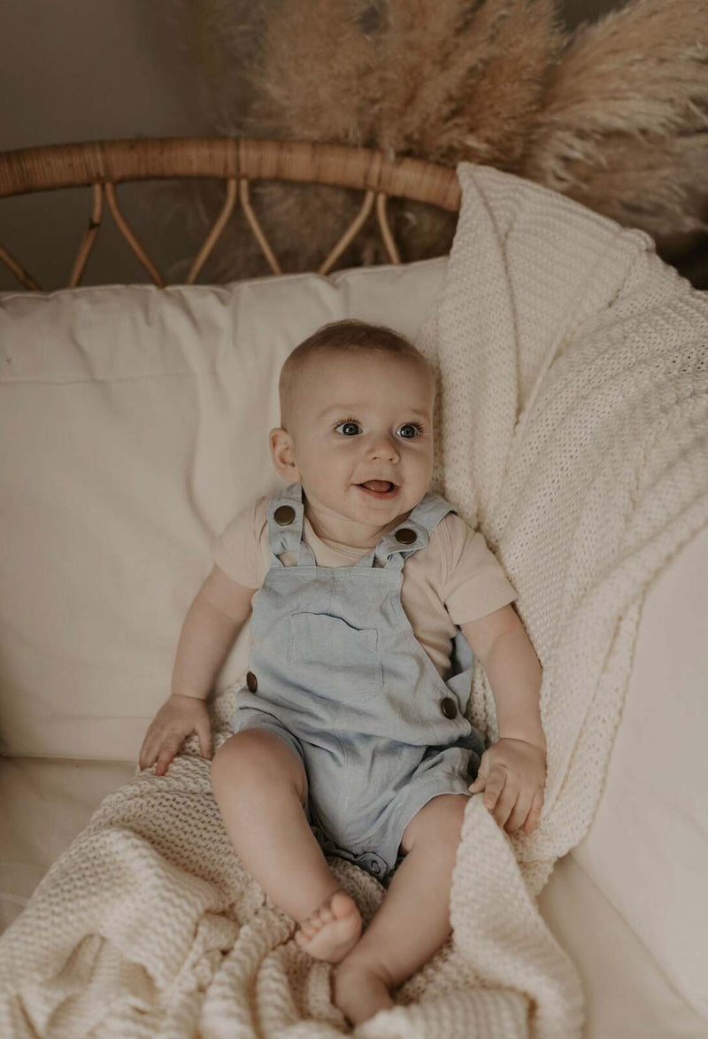 Load image into Gallery viewer, Ponchik Babies + Kids - Cotton Dungaree Overalls - Capri Blue
