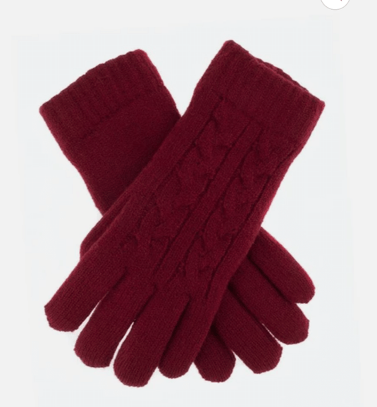DENTS Womens Cable Knit Yarn Lined Gloves - Berry - One Size