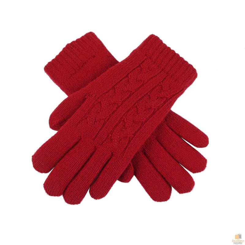 Load image into Gallery viewer, DENTS Womens Cable Knit Yarn Lined Gloves - Berry - One Size
