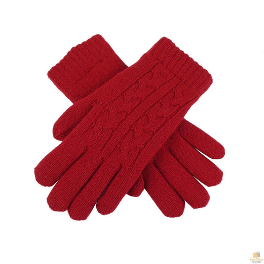 DENTS Womens Cable Knit Yarn Lined Gloves - Berry - One Size