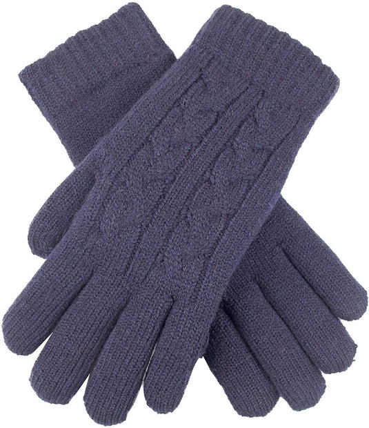 DENTS Womens Cable Knit Yarn Lined Gloves - Berry - One Size