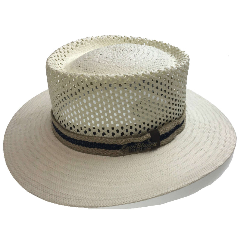 Load image into Gallery viewer, Natural STRAW PANAMA HAT FEDORA Summer Trilby Sun MADE IN USA
