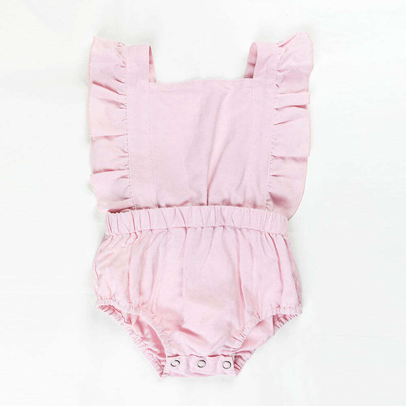 Load image into Gallery viewer, Ponchik Babies + Kids Ruffle Back Romper - Lemonade
