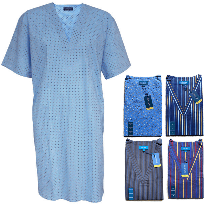 Load image into Gallery viewer, Contare V-Neck Mens Night Shirt 100% Cotton Pyjamas PJs Sleepwear Nightie Gown
