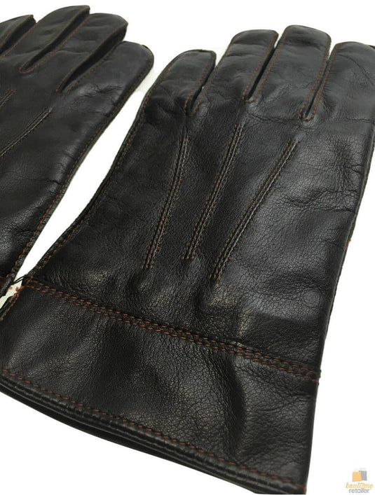 DENTS Sheepskin Leather Gloves with Detail Mens Warm Winter ML8043 | Adventureco
