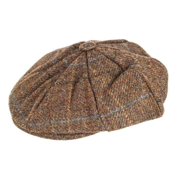 Dents Mens Abraham Moon Check Tweed Newsboy Cap - Chestnut