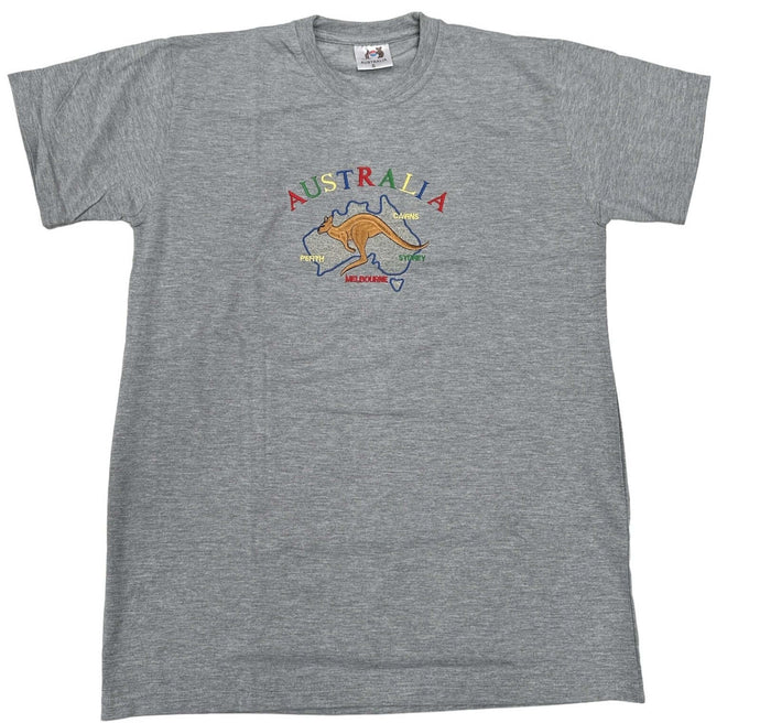 Adult Australia Kangaroo T Shirt Tee 100% Cotton Top Aussie Day - Grey